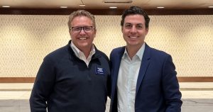 Montauk AI CEO Jarrett Bauer with John Gochnour of The Pennant Group at the Home Care 100 conference